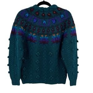 Vintage The Wool Rich Woman Wool Blend 3D Textured Sweater Popover Medium